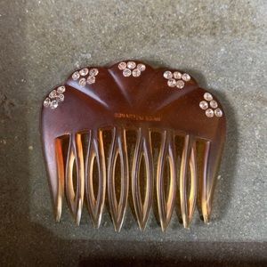 Amber Celluloid Rhinestone Crystal Hair Fork Bun Chignon Updo Vintage Accessory